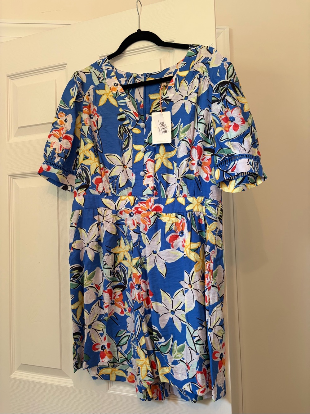 Skies Are Blue Blue Floral Short-Sleeve Romper